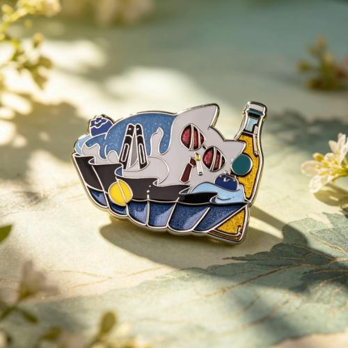  Cute Cartoon Cat Hard Enamel Metal Lapel Pin