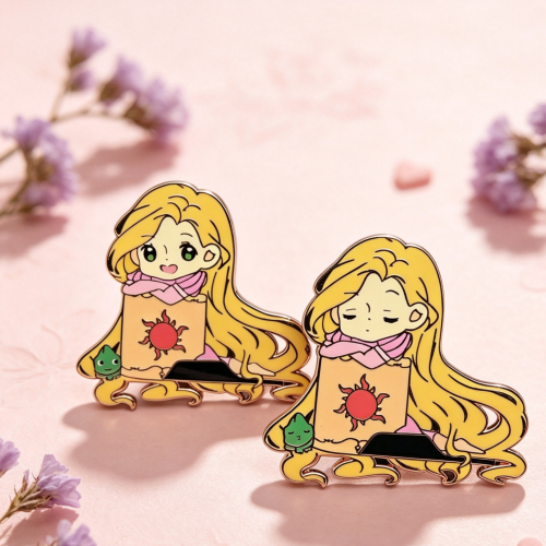 Two Rapunzel Cartoon Enamel Pins