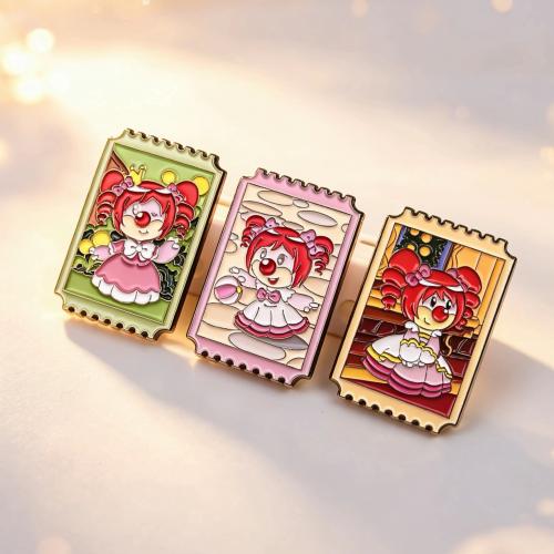 Stamp Shape Cartoon Girl Hard Enamel Lapel Pin